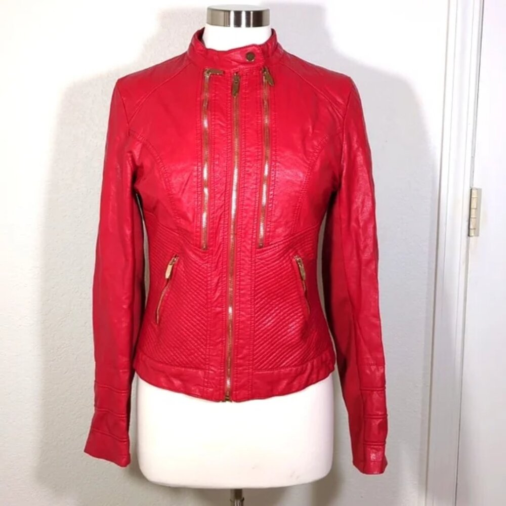Triangel RED faux leather coat M/L